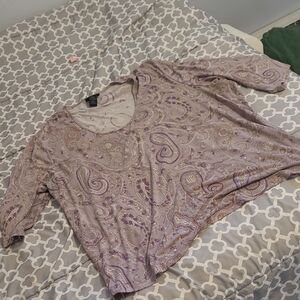 Lane Bryant Pink 3/4 Sleeve Boxy Blouse